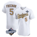 Kooe LA.Dodgers #5 Freddie Freeman Player White World Series Limited Elite Home Stitched Jerseys