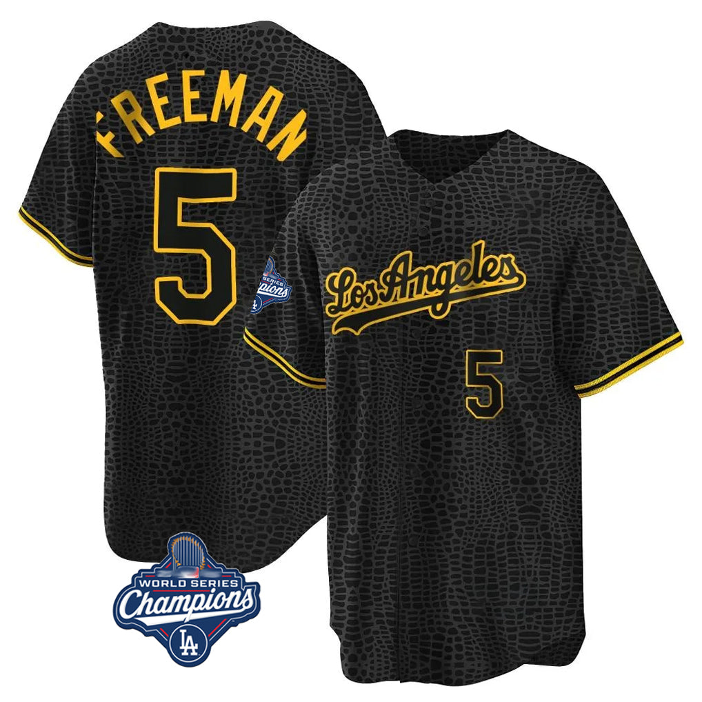Kooe LA.Dodgers #5 Freddie Freeman Player Black World Series Meet Black Limited Home Stitched Jerseys