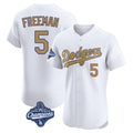 Kooe LA.Dodgers #5 Freddie Freeman Player White World Series Meet Limited Elite Home Stitched Jerseys