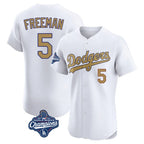 Kooe LA.Dodgers #5 Freddie Freeman Player White World Series Meet Limited Elite Home Stitched Jerseys