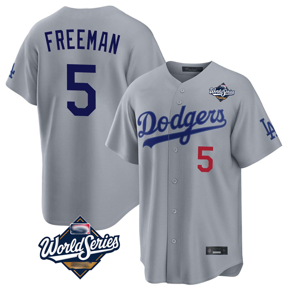 Kooe LA.Dodgers #5 Freddie Freeman Player Gray World Series Game Home Stitched Jerseys