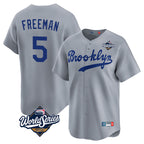 Kooe LA.Dodgers #5 Freddie Freeman Player Gray World Series Game Limited Home Stitched Jerseys
