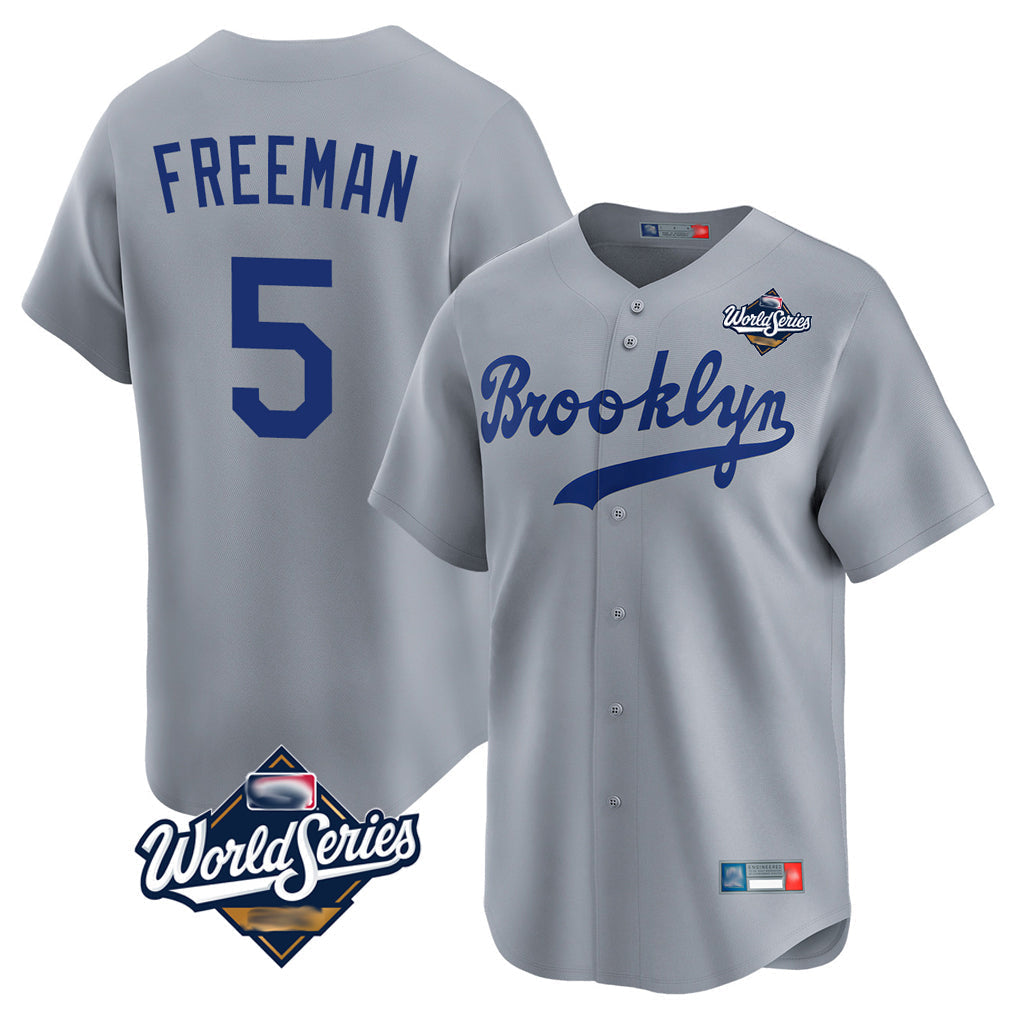 Kooe LA.Dodgers #5 Freddie Freeman Player Gray World Series Game Limited Home Stitched Jerseys