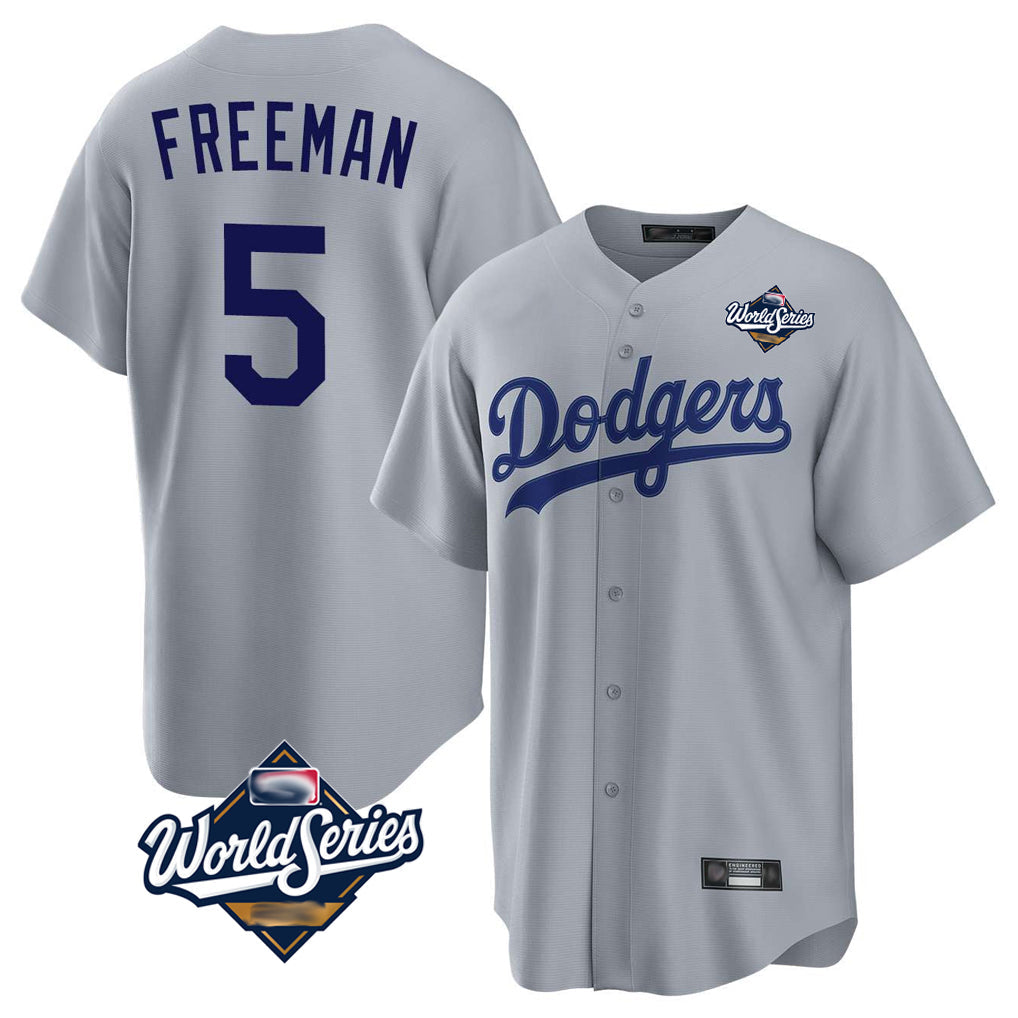 Kooe LA.Dodgers #5 Freddie Freeman Player Gray World Series Game Stitched Jerseys