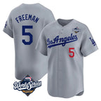 Kooe LA.Dodgers #5 Freddie Freeman Player Gray World Series Limited Home Stitched Jerseys