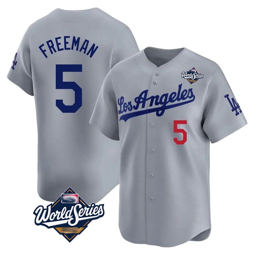 Kooe LA.Dodgers #5 Freddie Freeman Player Gray World Series Limited Home Stitched Jerseys