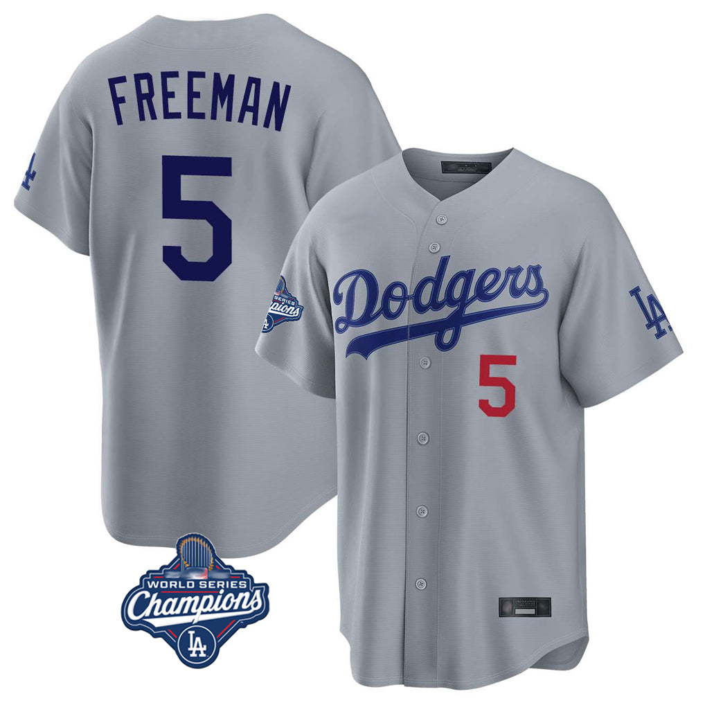 Kooe LA.Dodgers #5 Freddie Freeman Player Gray World Series Meet Game Home Stitched Jerseys