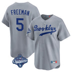 Kooe LA.Dodgers #5 Freddie Freeman Player Gray World Series Meet Game Limited Home Stitched Jerseys