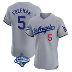 Kooe LA.Dodgers #5 Freddie Freeman Player Gray World Series Meet Limited Elite Home Stitched Jerseys