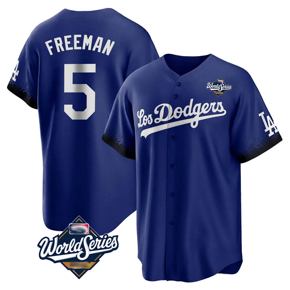 Kooe LA.Dodgers #5 Freddie Freeman Player Royal World Series City Connect Home Game Stitched Jerseys