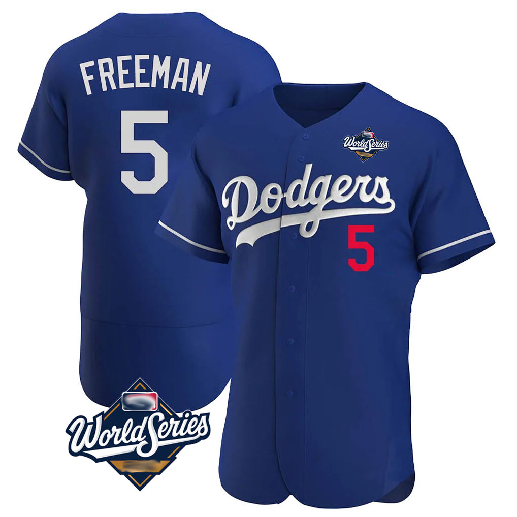 Kooe LA.Dodgers #5 Freddie Freeman Player Royal World Series Limited Elite Home Stitched Jerseys