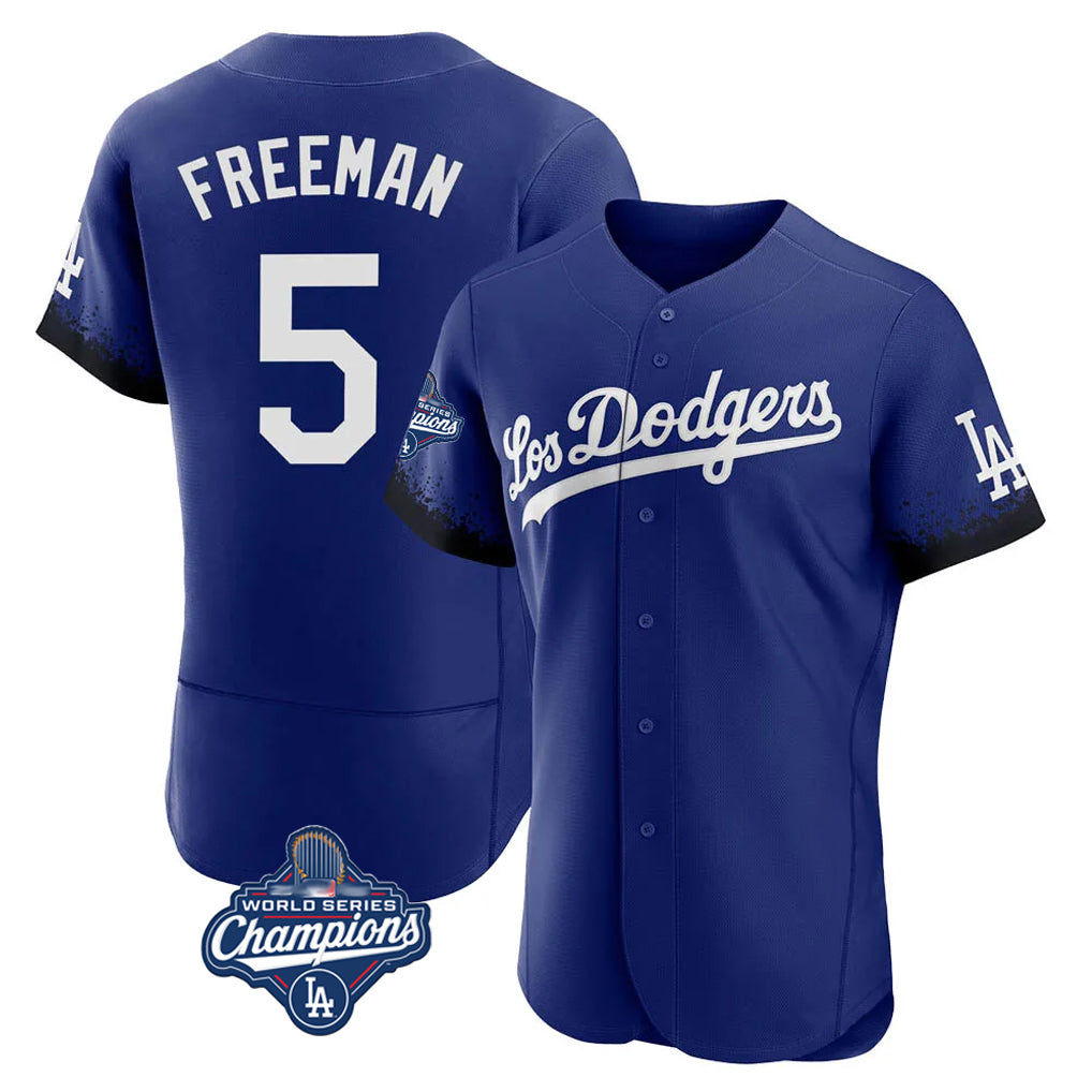 Kooe LA.Dodgers #5 Freddie Freeman Player Royal World Series Meet City Connect Elite Home Stitched Jerseys