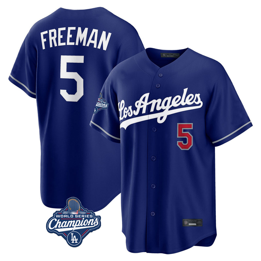 Kooe LA.Dodgers #5 Freddie Freeman Player Royal World Series Meet Game Home Stitched Jerseys