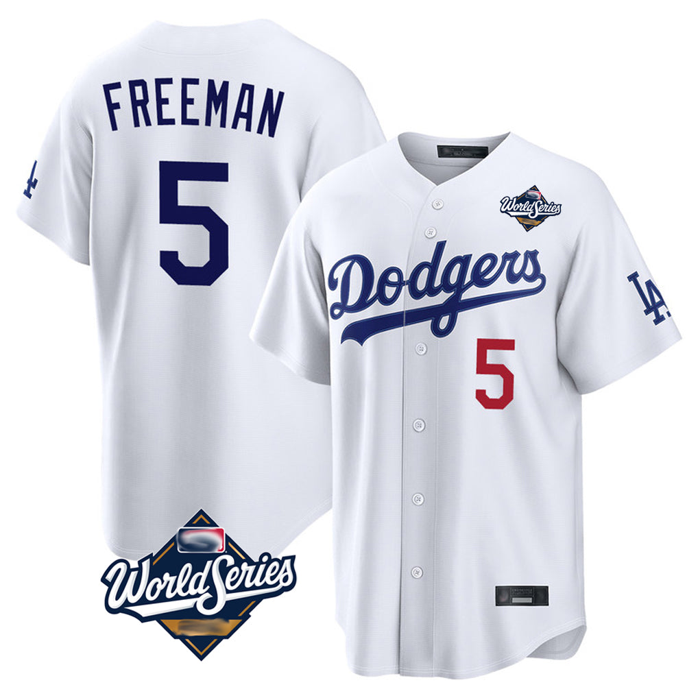 Kooe LA.Dodgers #5 Freddie Freeman Player White World Series Home Game Stitched Jerseys