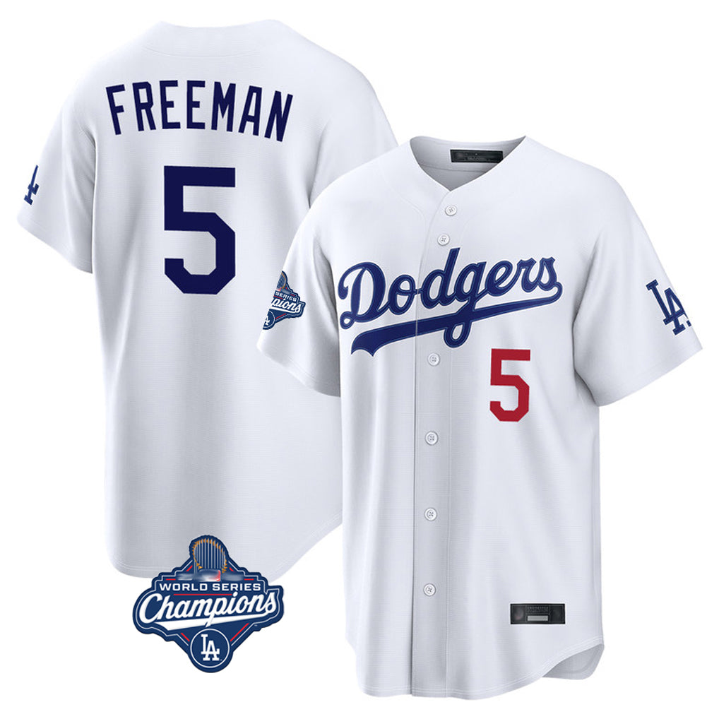 Kooe LA.Dodgers #5 Freddie Freeman Player White World Series Meet Home Game Stitched Jerseys