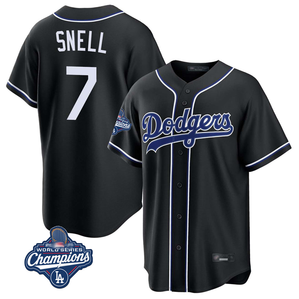 Kooe LA.Dodgers #7 Blake Snell Player Black Carbon Limited World Series Meet Home Stitched Jerseys