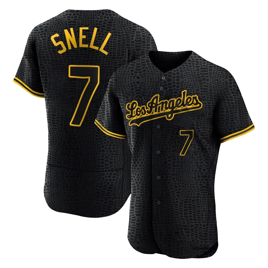 Kooe LA.Dodgers #7 Blake Snell Player Black Snake Skin City Limited Elite Home Stitched Jerseys