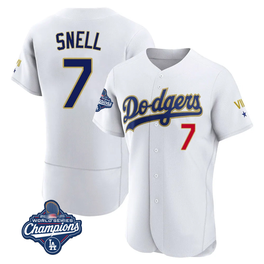 Kooe LA.Dodgers #7 Blake Snell Player Gold White 2026 Collection Stadium Limited Elite World Series Meet Stitched Jerseys