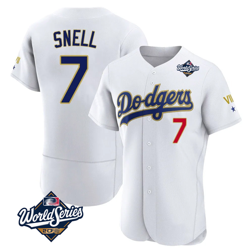 Kooe LA.Dodgers #7 Blake Snell Player Gold White 2026 Collection Stadium Limited Elite World Series Stitched Jerseys