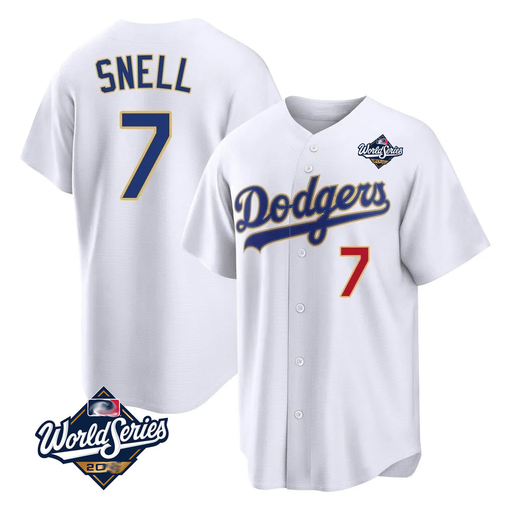 Kooe LA.Dodgers #7 Blake Snell Player Gold White 2026 Collection Stadium Limited World Series Stitched Jerseys