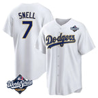 Kooe LA.Dodgers #7 Blake Snell Player Gold White World Series Home Game Stitched Jerseys