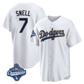 Kooe LA.Dodgers #7 Blake Snell Player Gold White World Series Meet Home Game Stitched Jerseys
