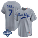 Kooe LA.Dodgers #7 Blake Snell Player Gray Game Limited World Series Meet Home Stitched Jerseys