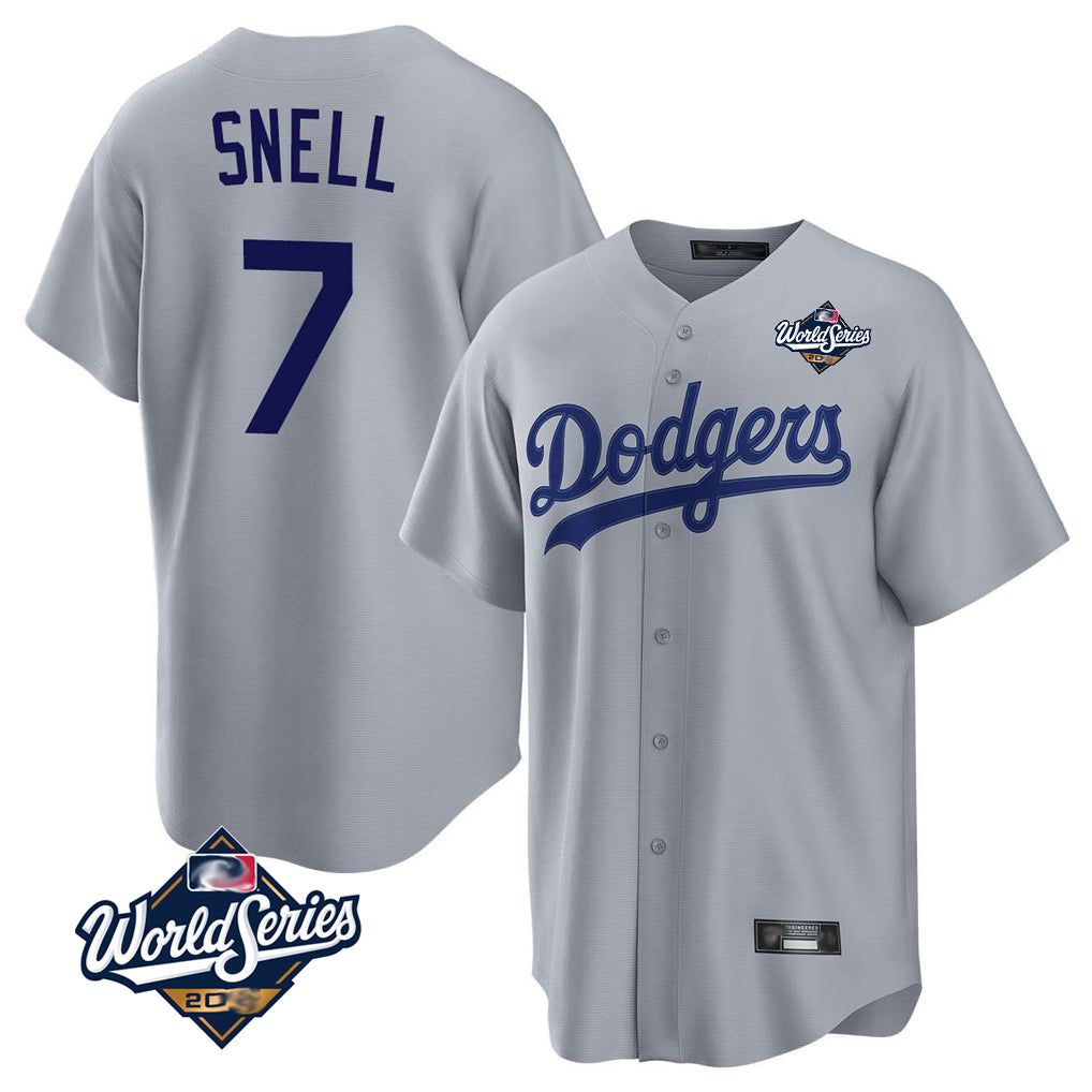 Kooe LA.Dodgers #7 Blake Snell Player Gray Game World Series Stitched Jerseys