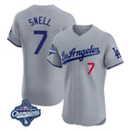 Kooe LA.Dodgers #7 Blake Snell Player Gray World Series Meet Limited Elite Home Stitched Jerseys