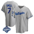 Kooe LA.Dodgers #7 Blake Snell Player Gray World Series Meet Road Game Stitched Jerseys