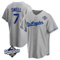 Kooe LA.Dodgers #7 Blake Snell Player Gray World Series Road Game Stitched Jerseys