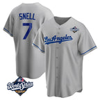 Kooe LA.Dodgers #7 Blake Snell Player Gray World Series Road Game Stitched Jerseys