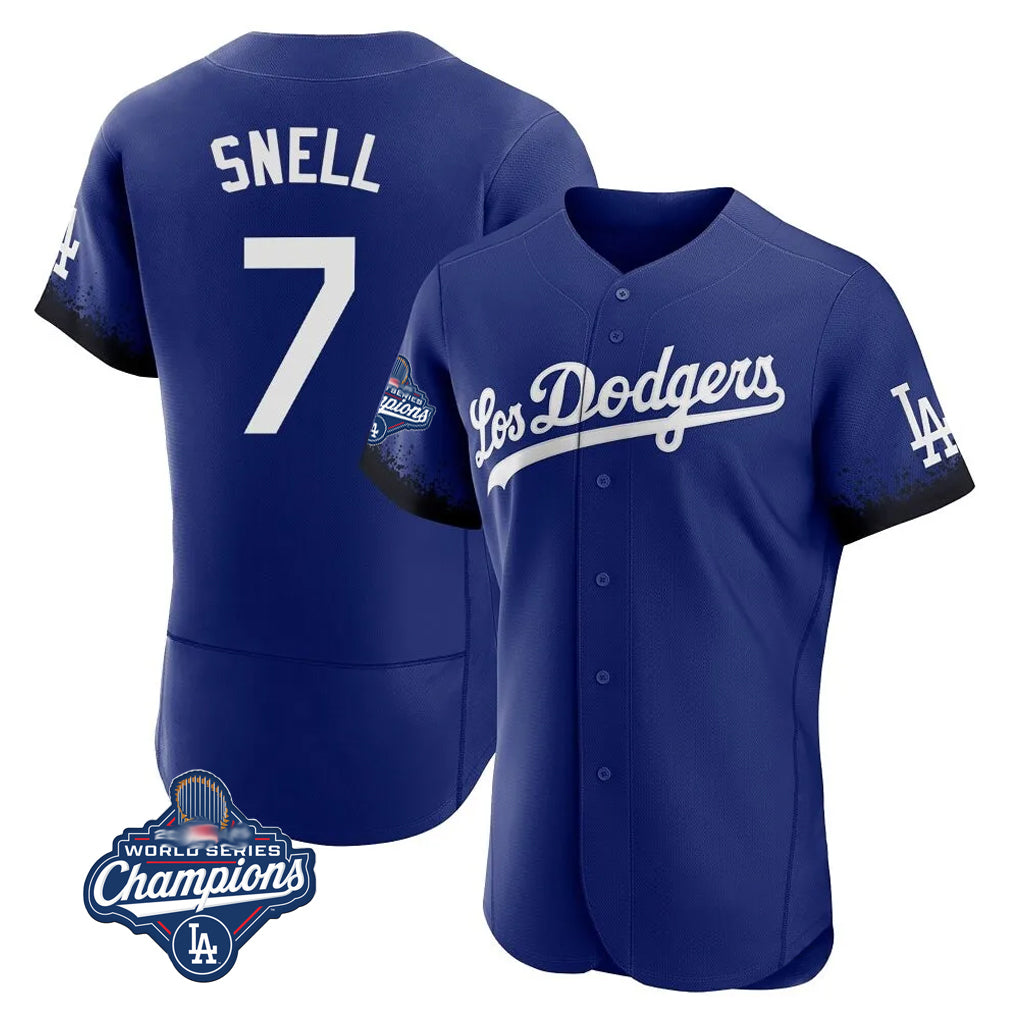 Kooe LA.Dodgers #7 Blake Snell Player Royal City Connect Elite World Series Meet Home Stitched Jerseys