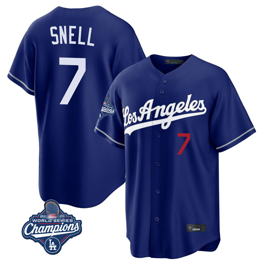 Kooe LA.Dodgers #7 Blake Snell Player Royal Game World Series Meet Home Stitched Jerseys
