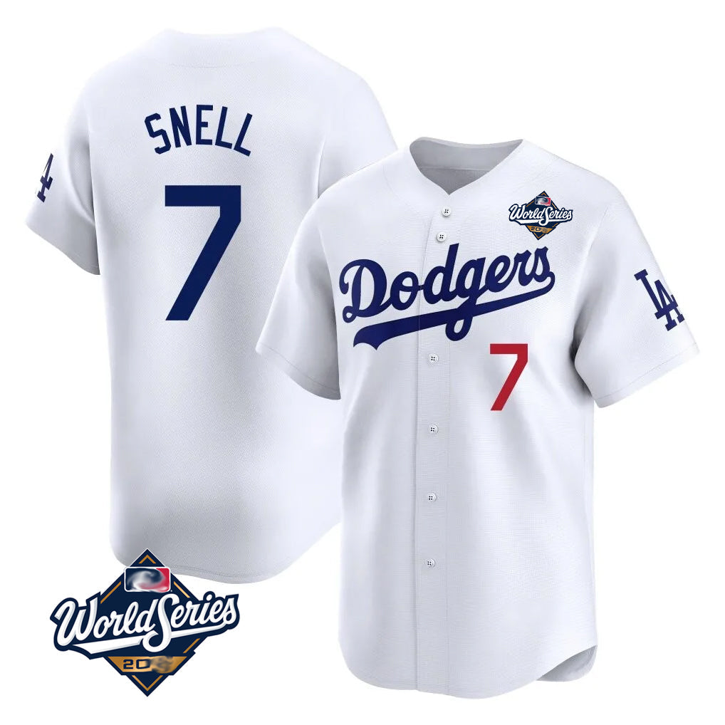 Kooe LA.Dodgers #7 Blake Snell Player White Game Limited World Series Home Stitched Jerseys