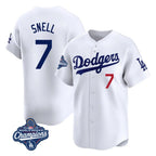 Kooe LA.Dodgers #7 Blake Snell Player White Game Limited World Series Meet Home Stitched Jerseys