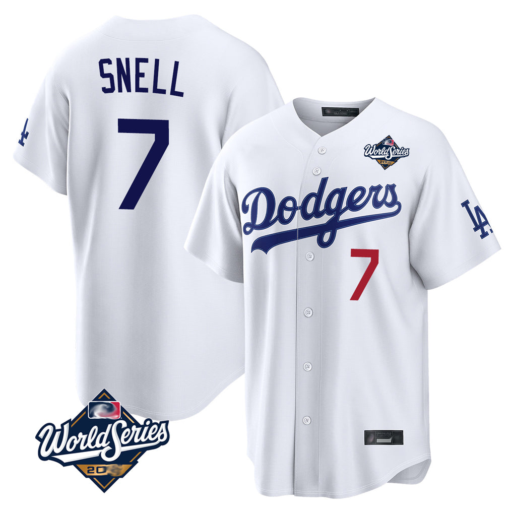 Kooe LA.Dodgers #7 Blake Snell Player White Game World Series Home Stitched Jerseys