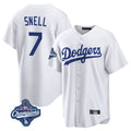 Kooe LA.Dodgers #7 Blake Snell Player White Game World Series Meet Stitched Jerseys