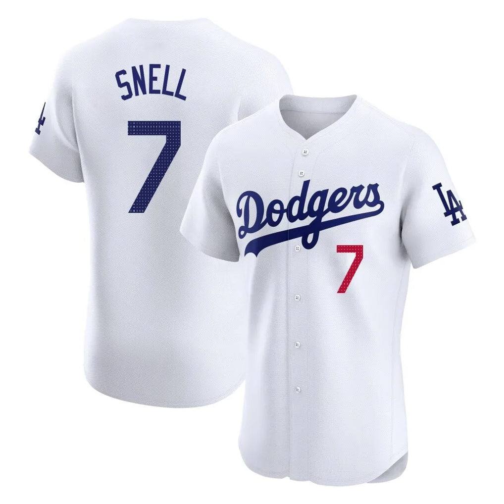 Kooe LA.Dodgers #7 Blake Snell Player White Limited Elite Home Stitched Jerseys