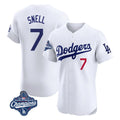 Kooe LA.Dodgers #7 Blake Snell Player White Limited Elite World Series Meet Home Stitched Jerseys
