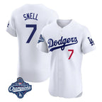 Kooe LA.Dodgers #7 Blake Snell Player White Limited Elite World Series Meet Home Stitched Jerseys