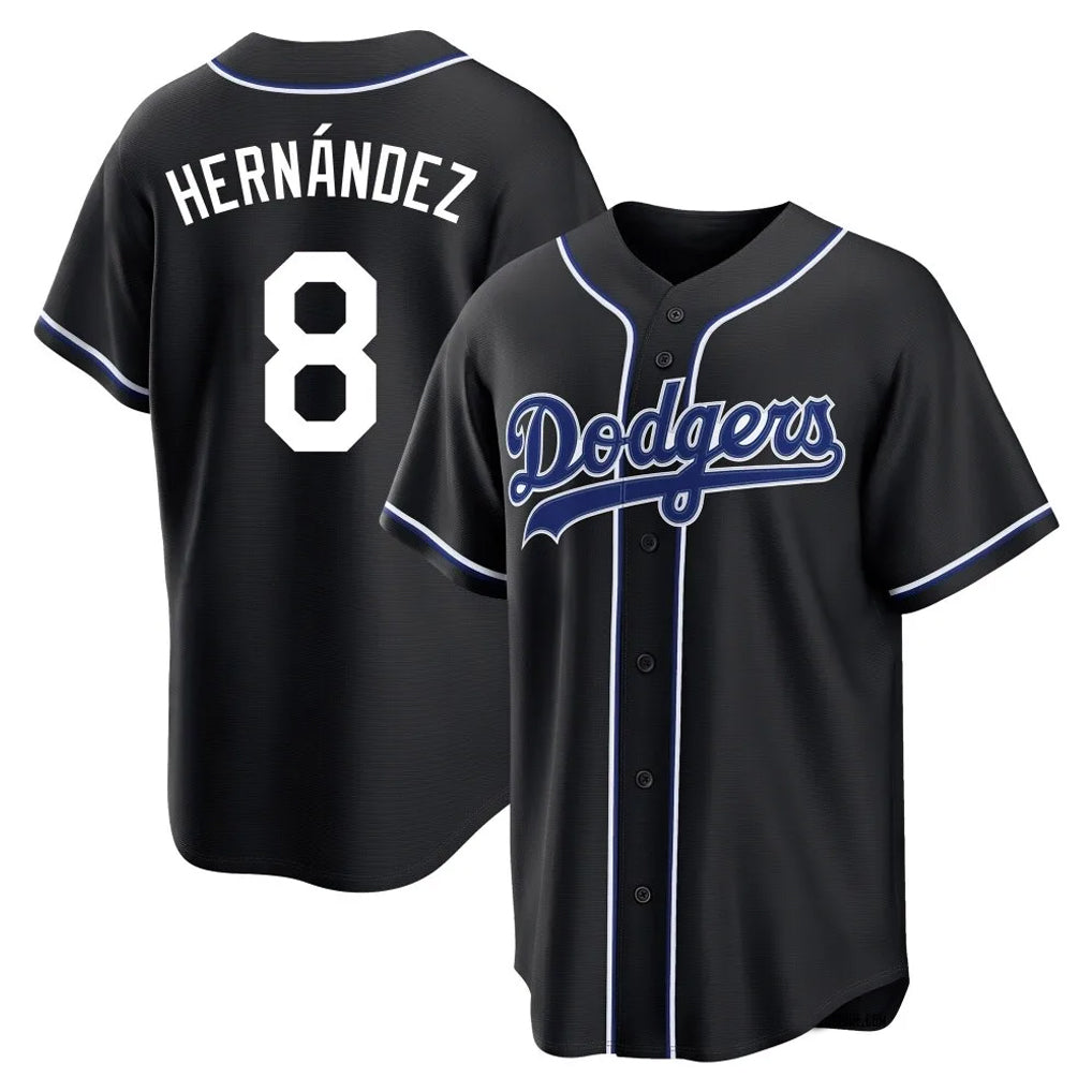 Kooe LA.Dodgers #8 Enrique Hern¨¢ndez Player Black Carbon Limited Home Stitched Jerseys
