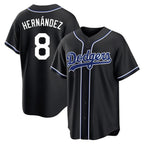 Kooe LA.Dodgers #8 Enrique Hern¨¢ndez Player Black Carbon Limited Home Stitched Jerseys