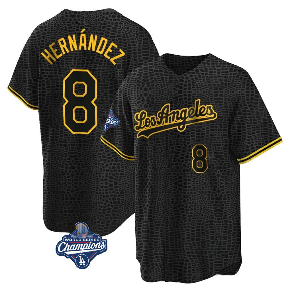 Kooe LA.Dodgers #8 Enrique Hern¨¢ndez Player Black Gold World Series Meet Limited Home Stitched Jerseys