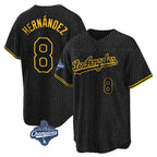 Kooe LA.Dodgers #8 Enrique Hern¨¢ndez Player Black Gold World Series Meet Limited Home Stitched Jerseys