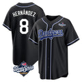 Kooe LA.Dodgers #8 Enrique Hern¨¢ndez Player Black World Series Carbon Limited Home Stitched Jerseys