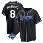 Kooe LA.Dodgers #8 Enrique Hern¨¢ndez Player Black World Series Meet Carbon Limited Home Stitched Jerseys