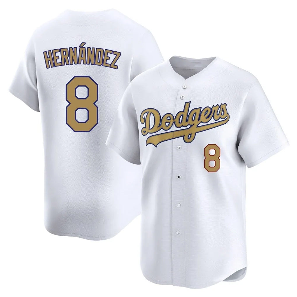 Kooe LA.Dodgers #8 Enrique Hern¨¢ndez Player Gold Collection Limited Home Stitched Jerseys