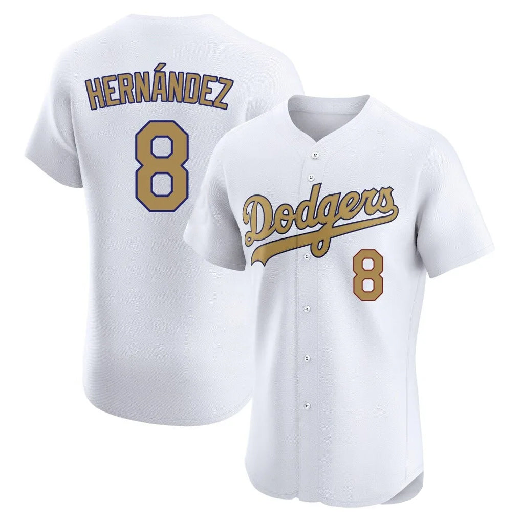 Kooe LA.Dodgers #8 Enrique Hern¨¢ndez Player Gold Limited Elite Home Stitched Jerseys