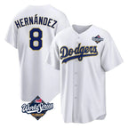 Kooe LA.Dodgers #8 Enrique Hern¨¢ndez Player Gold White World Series 2026 Collection Stadium Game Stitched Jerseys